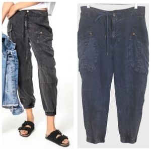 Young Fabulous and Broke 100% Tencel Stone Washed Blue Cargo Clyde Pants Medium